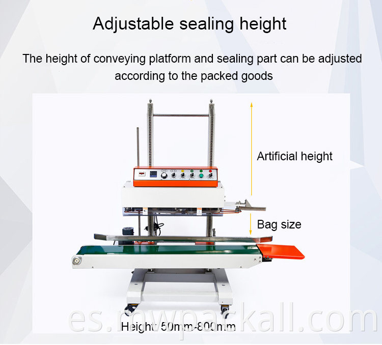 Máquina de sellado de bolsa de plástico vertical de banda continua